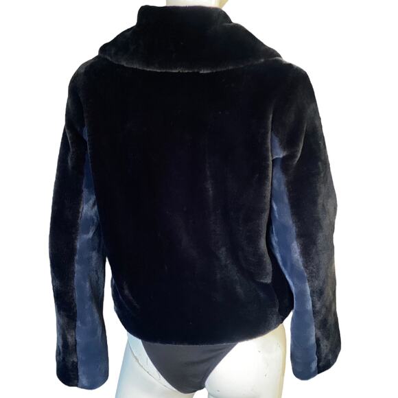 Bailey 44 Faux Fur Zip-Up Coat Black & Navy Women’s Size Small NWT - Picture 4 of 9
